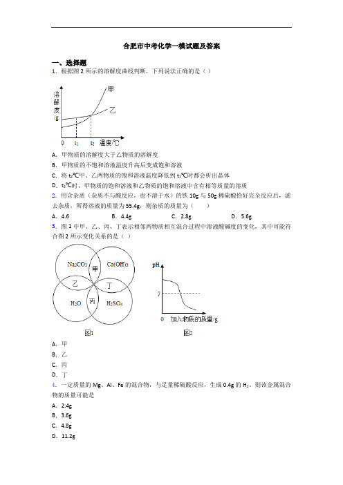 合肥市中考化学一模试题及答案