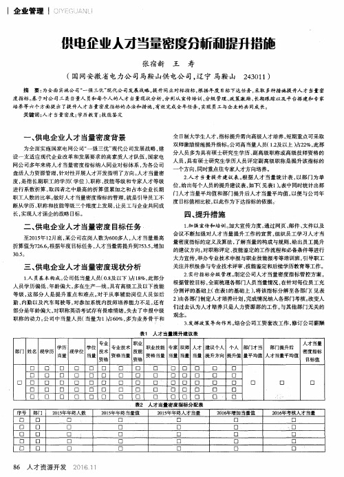 供电企业人才当量密度分新和提升措施