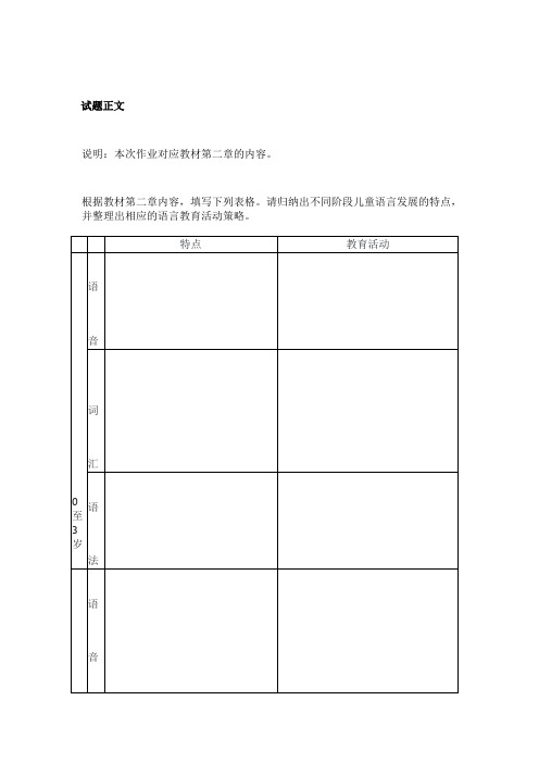 国开电大学前儿童语言教育(广西)形考作业三参考答案