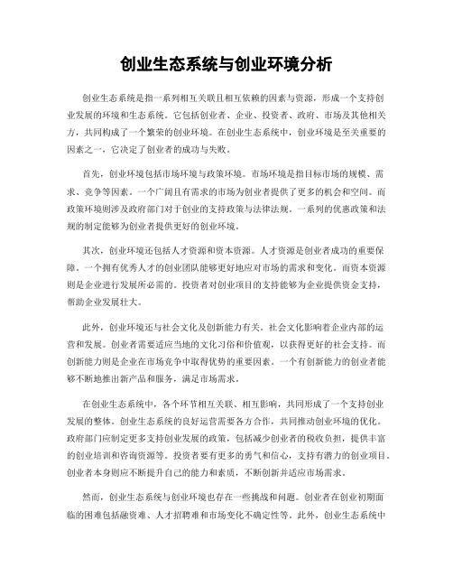 创业生态系统与创业环境分析