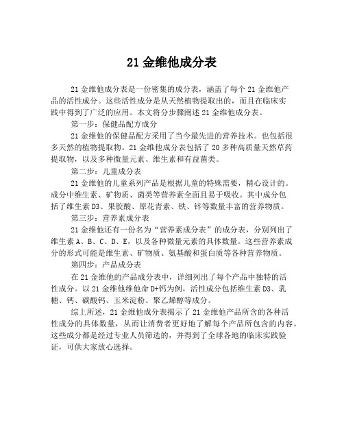 21金维他成分表