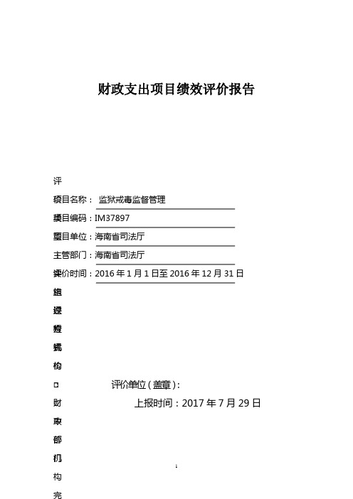 财政支出项目绩效评价报告