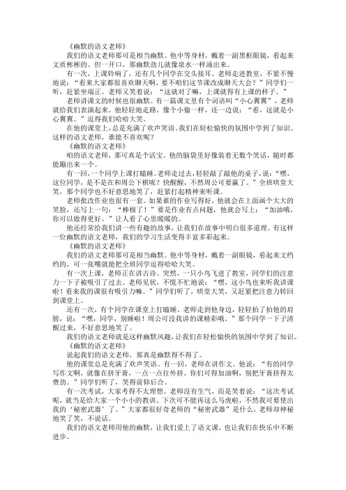 幽默的语文老师作文300字优秀作文