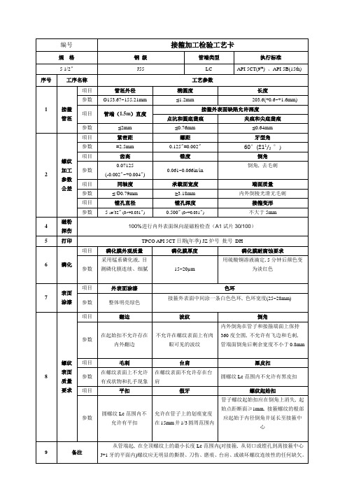 接箍加工工艺卡(范例)