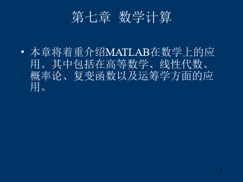 MATLAB实用教程(第2版)第七章数学计算