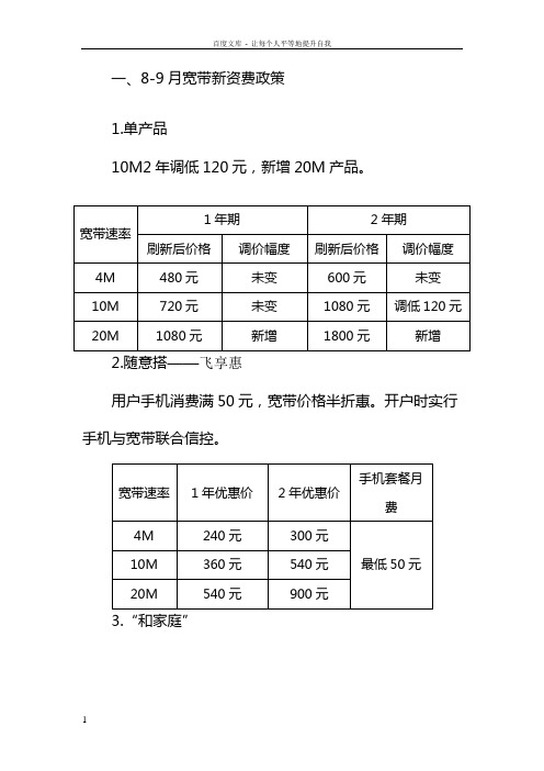 89月宽带营销方案操作说明