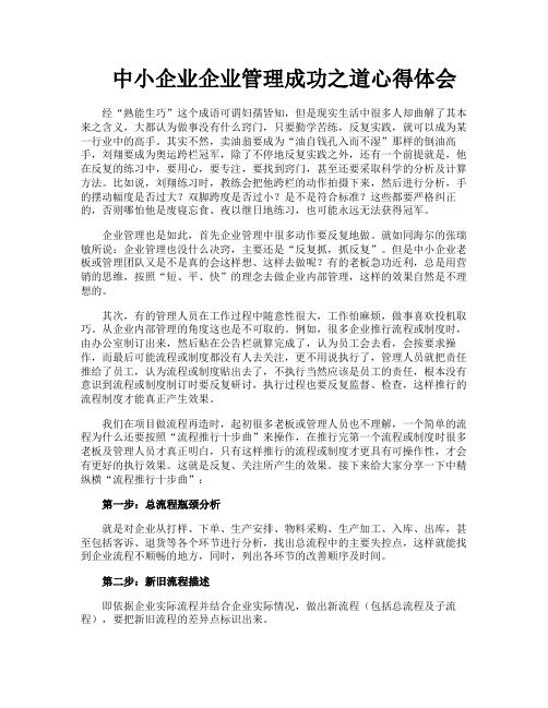 中小企业企业管理成功之道心得体会