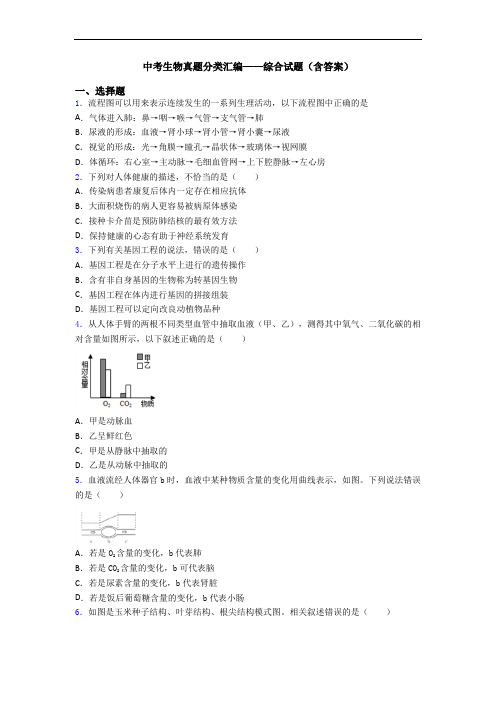 中考生物真题分类汇编——综合试题(含答案)