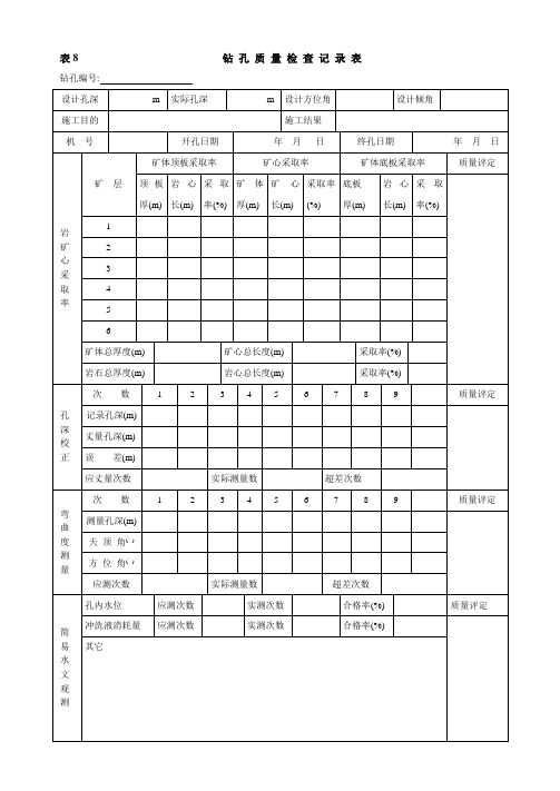 8.钻 孔 质 量 检 查 记 录 表