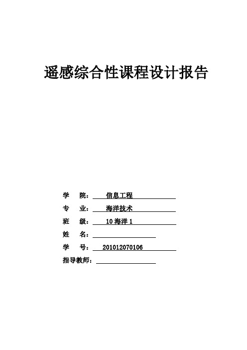 遥感综合性课程设计报告