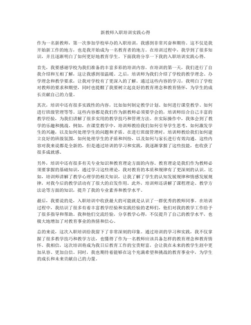 新教师入职培训实践心得