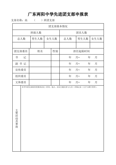 优秀团支部申报表