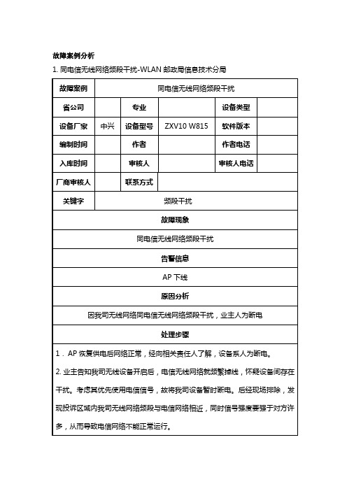 案例分析-同电信无线网络频段干扰