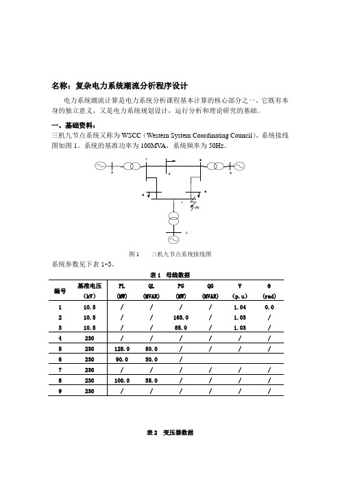 复杂电力系统潮流分析程序设计课程设计