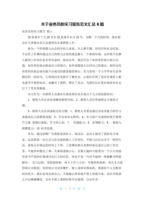 关于业务员的实习报告范文汇总6篇