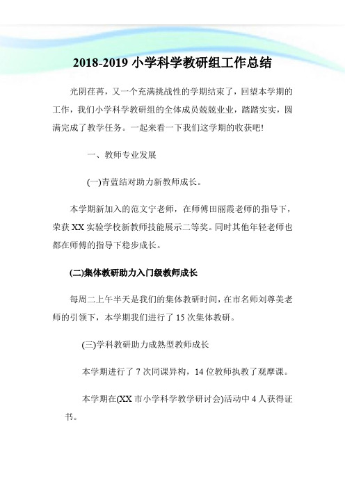 20XX-2019小学科学教研组工作总结.doc