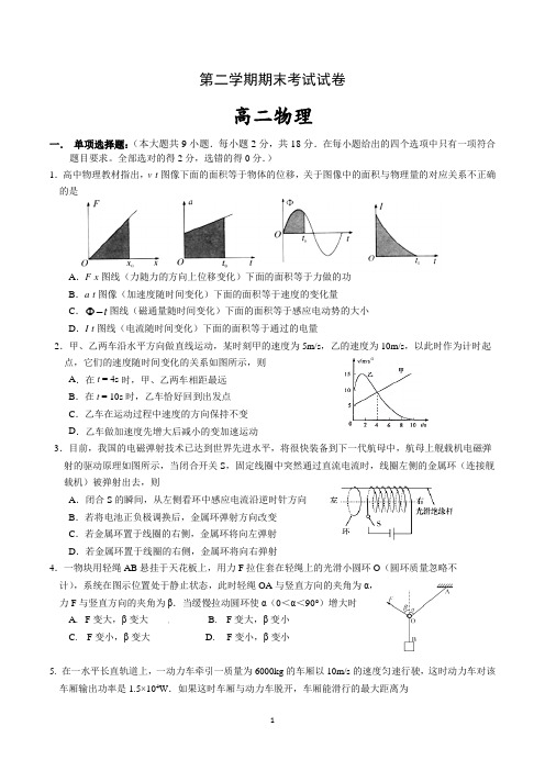 高二物理下学期物理期末考试试卷含答案