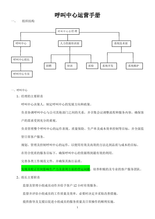 呼叫中心运营手册