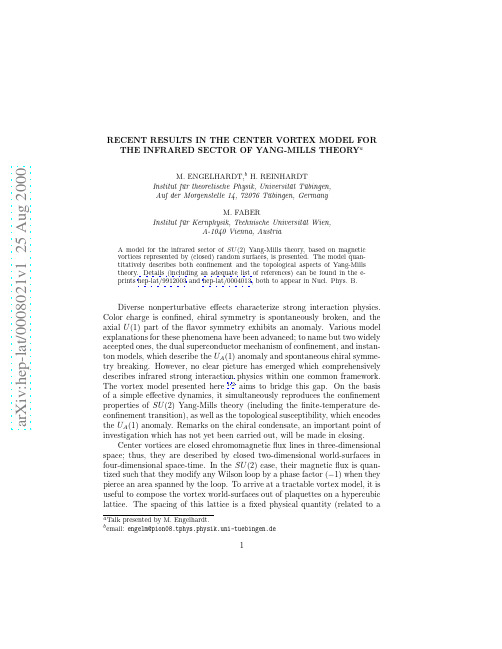 Recent results in the center vortex model for the infrared sector of Yang-Mills theory