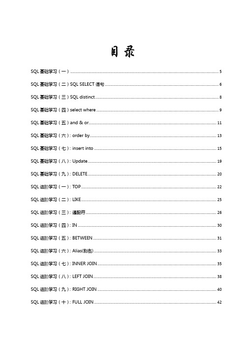 SQL 常用函数学习