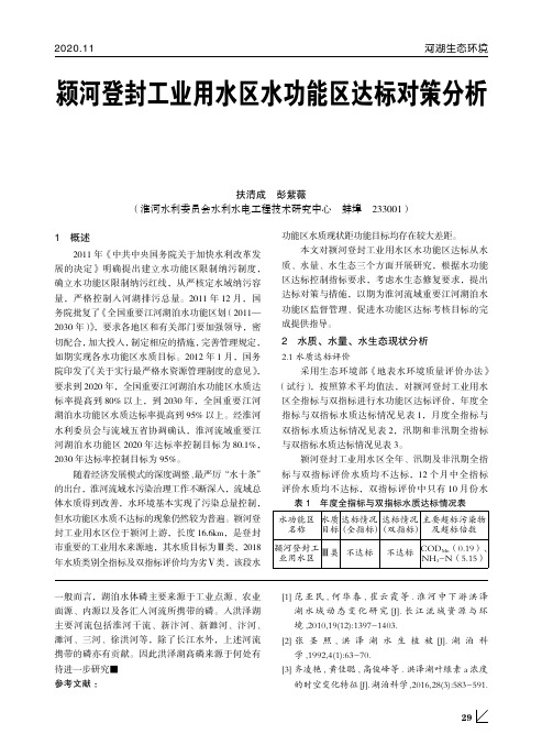 颍河登封工业用水区水功能区达标对策分析