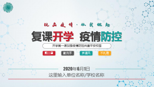 2020中小学幼儿复学开学第一课学生防护防控疫情PPT模板