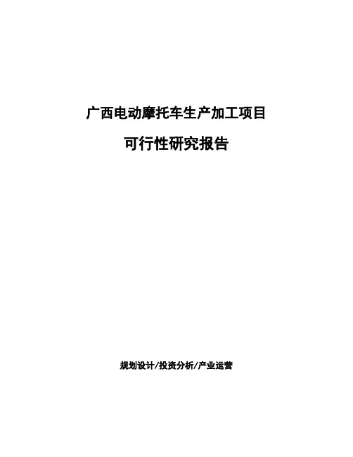 广西电动摩托车生产加工项目可行性研究报告