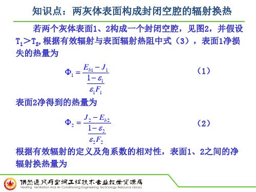 知识点：两灰体表面构成封闭空腔的辐射换热PPT.