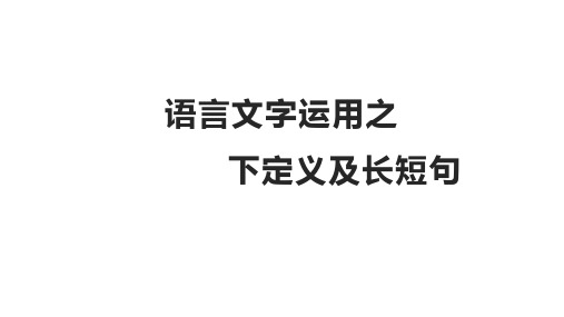 2020年语文二轮复习之长短句及下定义