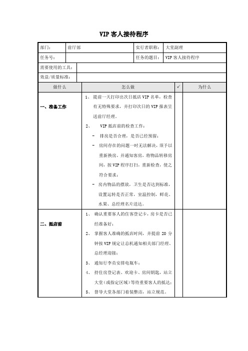 VIP客人接待程序