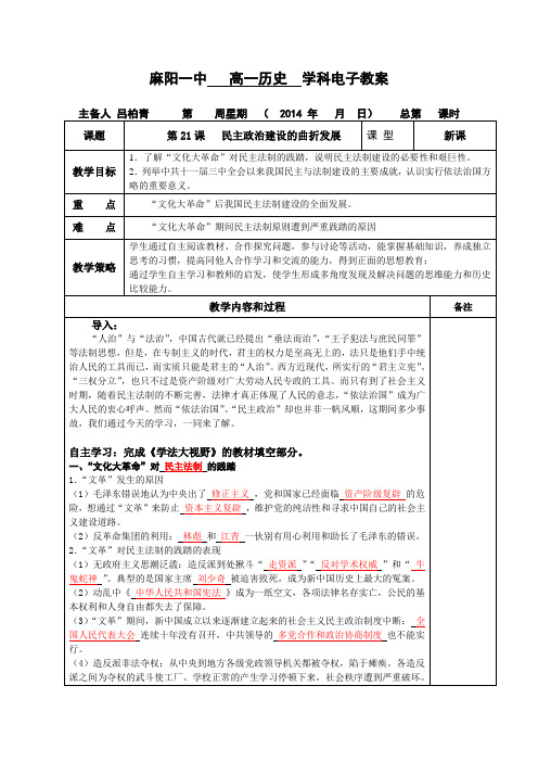 第21课   民主政治建设的曲折发展电子教案