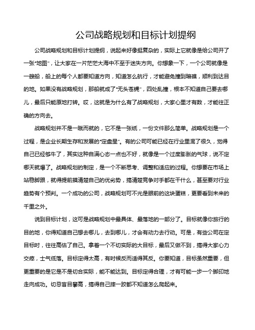 公司战略规划和目标计划提纲