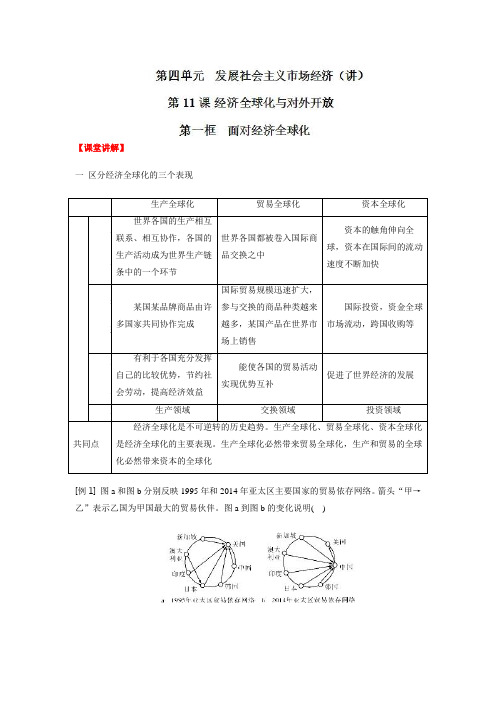 专题11.1面对经济全球化(讲) 2018-2019学年高一政治同步课堂(基础版)(必修1)Word版含解析