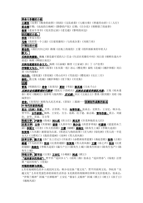 中国文学史重点总结(作家作品流派等)