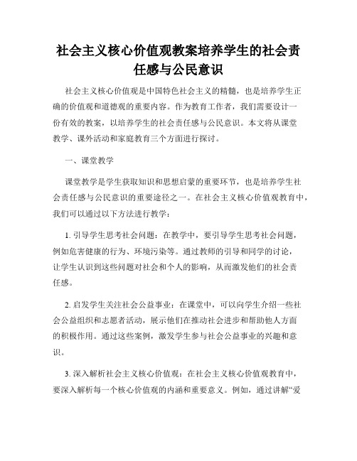 社会主义核心价值观教案培养学生的社会责任感与公民意识