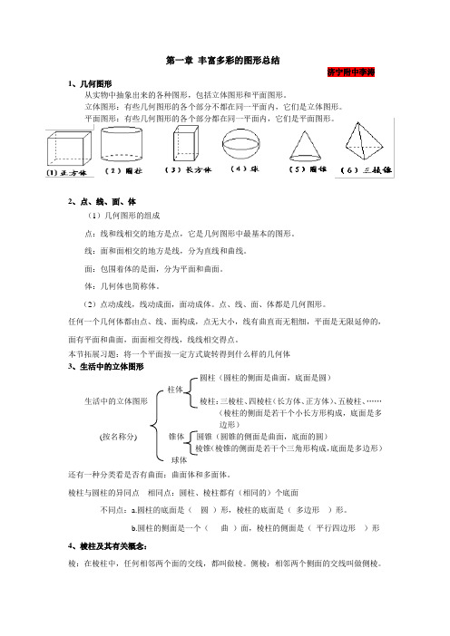 初中数学丰富的图形世界知识点归纳