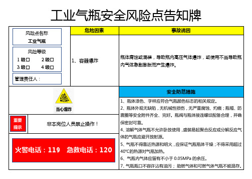 工业气瓶-安全风险点告知牌