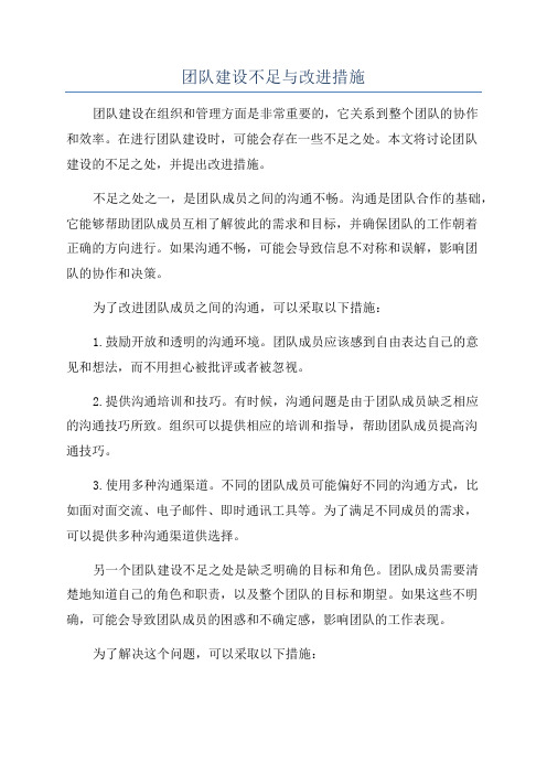 团队建设不足与改进措施