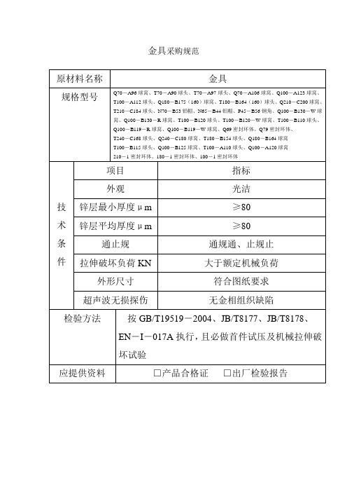 电器厂 金具的企业采购标准