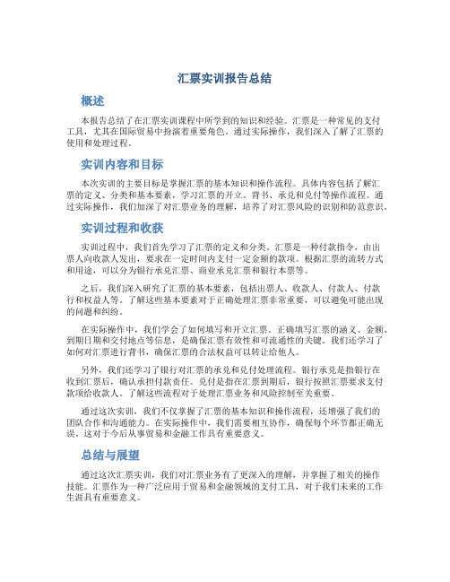 汇票实训报告总结