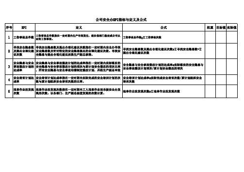 13安全办KPI指标定义公式