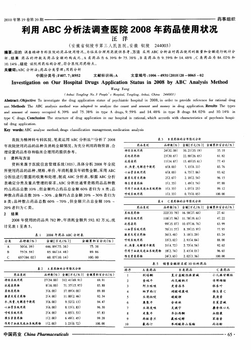 利用ABC分析法调查医院2008年药品使用状况