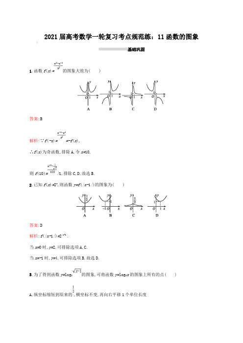 2021届高考数学一轮复习考点规范练：11函数的图象【含解析】