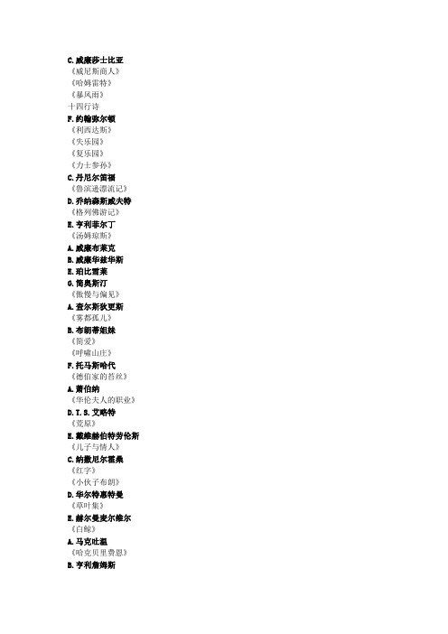 自考(英语专业) 英美文学选读——作家作品