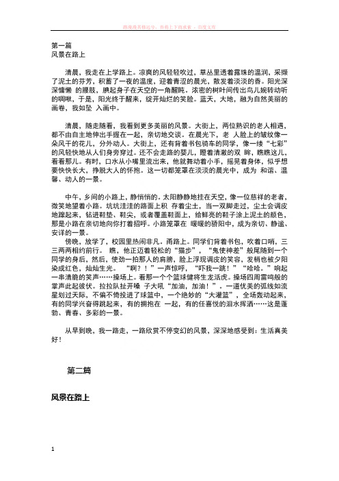 山东聊城中考满分作文三篇风景在路上 (2) (1)
