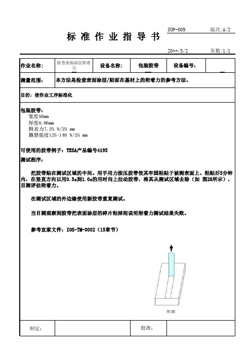 SOP-009 表面涂层附着度作业指导书 A2