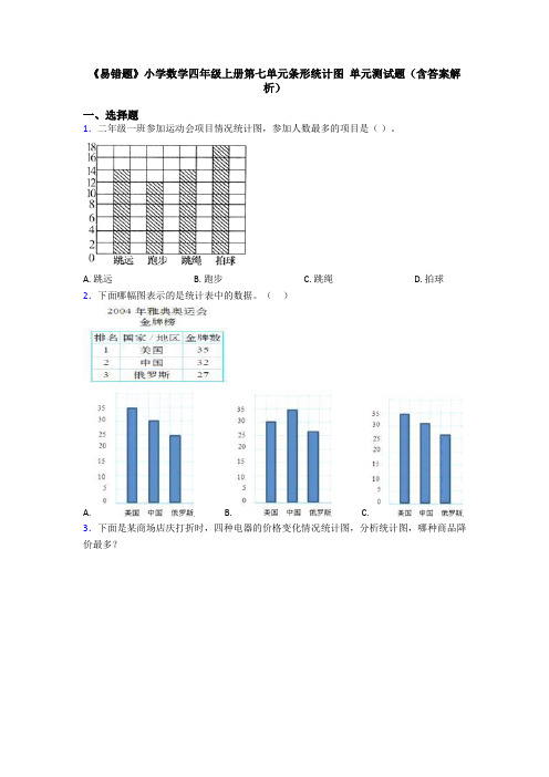 《易错题》小学数学四年级上册第七单元条形统计图 单元测试题(含答案解析)