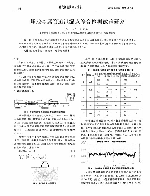 埋地金属管道泄漏点综合检测试验研究