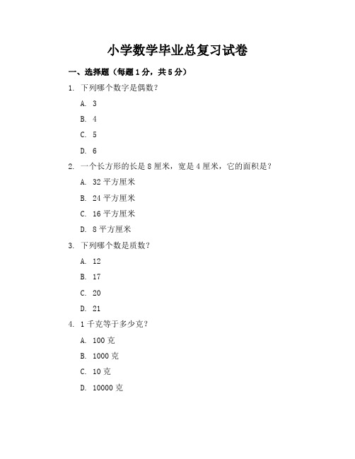 小学数学毕业总复习试卷