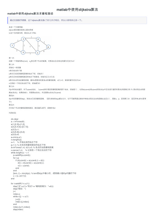 matlab中使用dijkstra算法